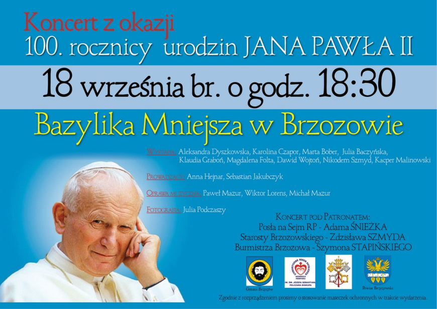 Koncert z okazji 100. rocznicy urodzin Jana Pawła II w Bazylice Mniejszej w Brzozowie