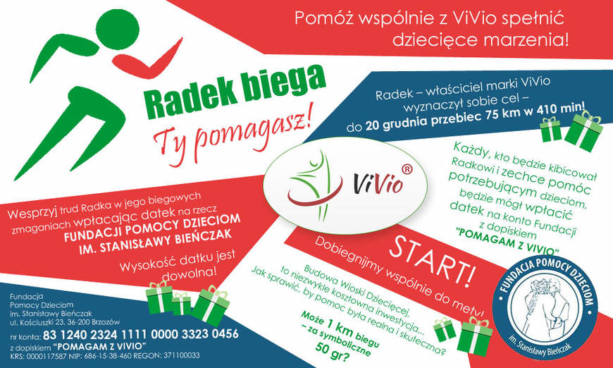 Świąteczna akcja marki ViVio – "RADEK BIEGA, TY POMAGASZ!"