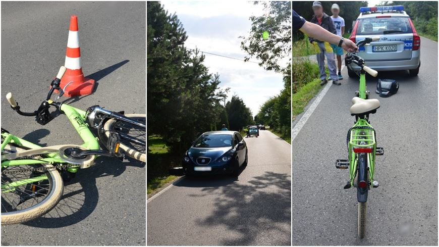 Wypadek w Dobieszynie. 11-letnia rowerzystka została potrącona przez seata