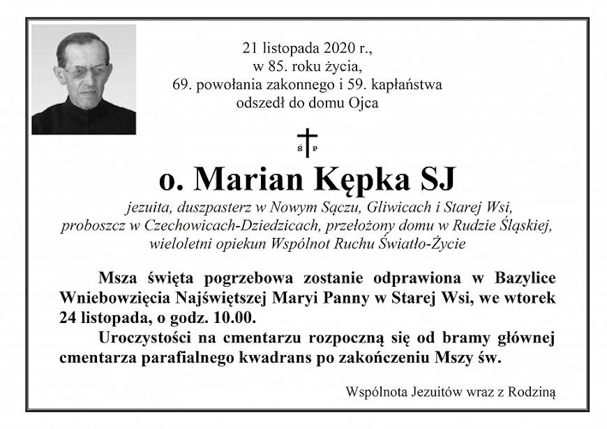 Zmarł o. Marian Kępka SJ