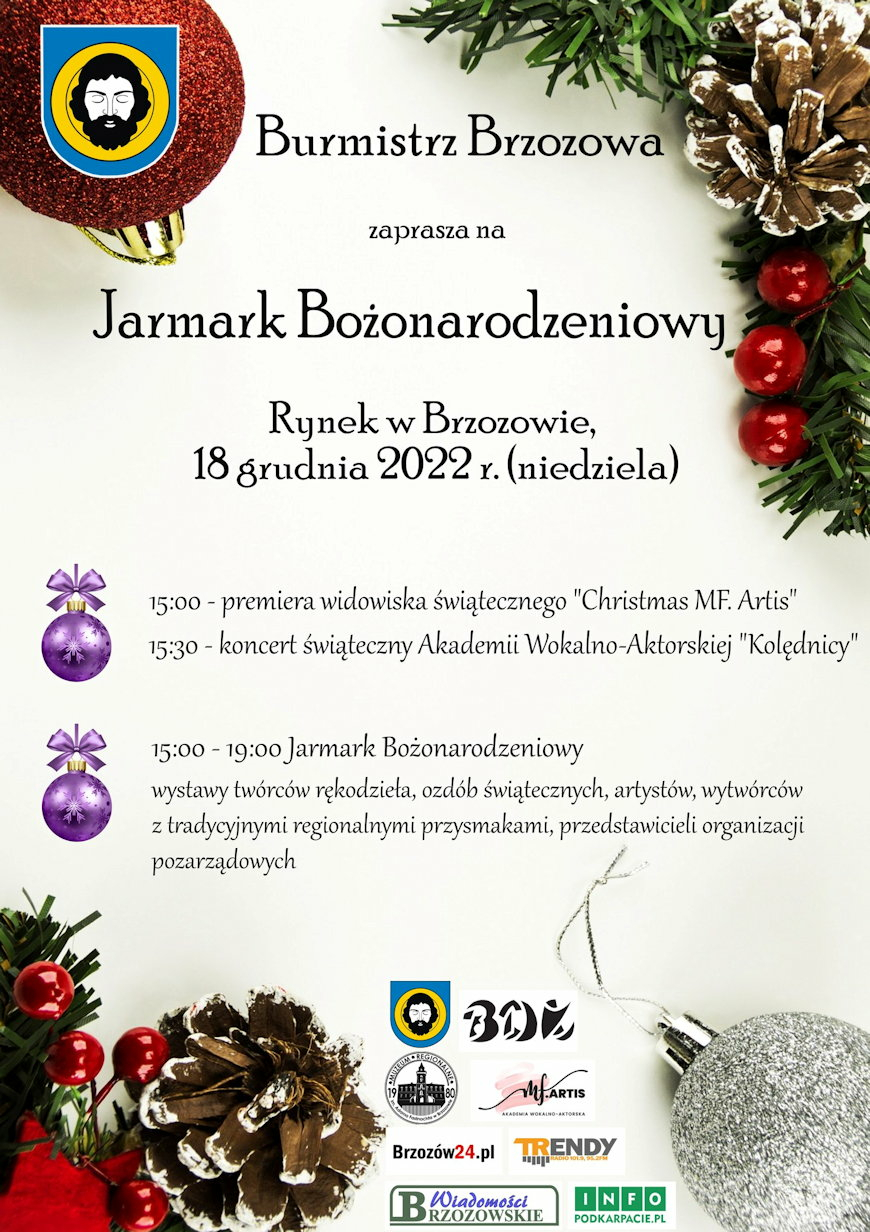 Burmistrz Brzozowa zaprasza na Jarmark Bożonarodzeniowy