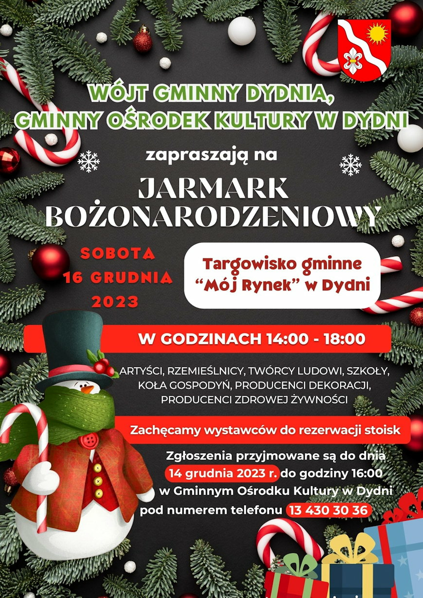 Gmina Dydnia: Zaproszenie do udziału w Jarmarku Bożonarodzeniowym