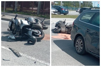 Wypadek z udziałem motocyklisty [ZDJĘCIA]